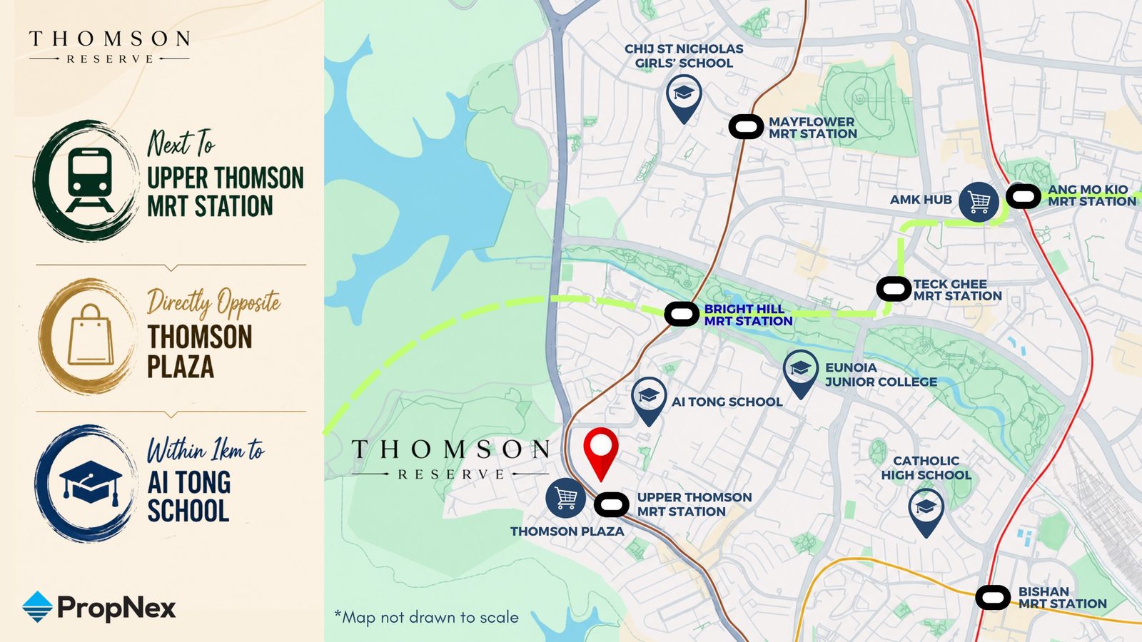 Thomson Reserve location, next to Upper Thomson MRT, opposite Thomson Plaza, within 1km of Ai Tong School