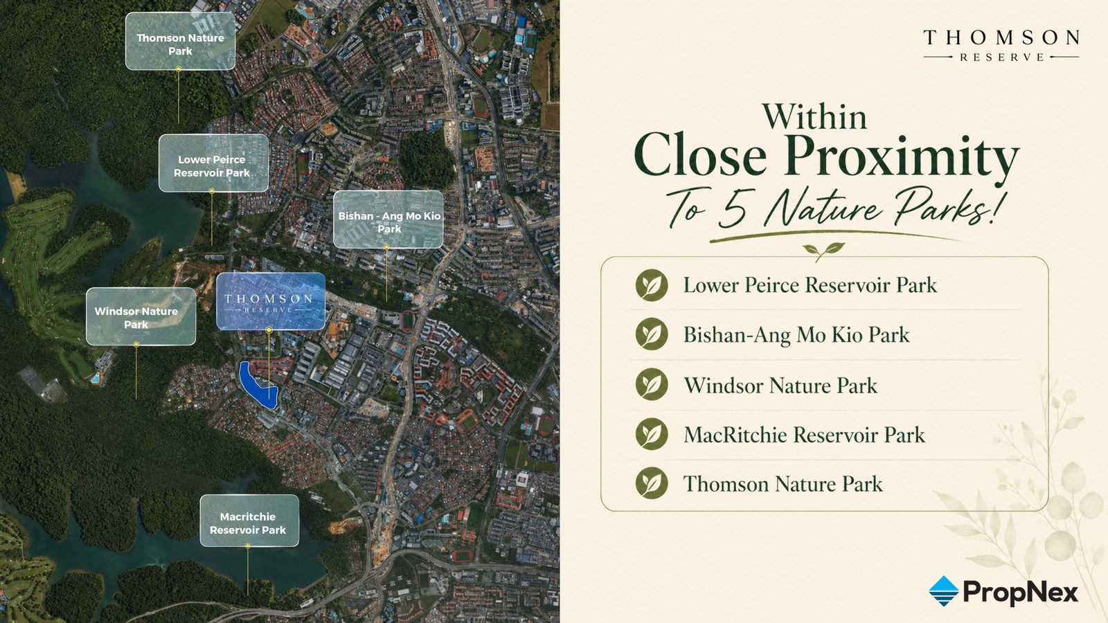 Thomson Reserve within close proximity to five nature parks
